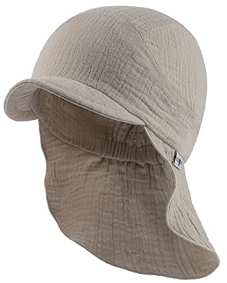 Sterntaler Schirmmütze mit Nackenschutzschutz uni aus Bio -Baumwolle - Unisex Schirmmütze schützt den Kopf vor der Sonne - Sonnenkappe Baby UV 50+ mit Bindeband