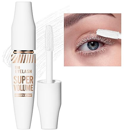 White Mascara Primer - 4D Fiber Lash Booster for Extra Long & Thick Lashes - Smudge-proof & Waterproof, No Clumping, All Day Lasting