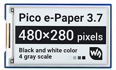 TUOPUONE 9,4 cm (3,7 Zoll) E-Paper E-Ink Display-Modul, kompatibel mit Raspberry Pi Pico, 480 × 280 Pixel, Auflösung, Schwarz/Weiß, Colar 4, Graustufen-SPI-Kommunikation