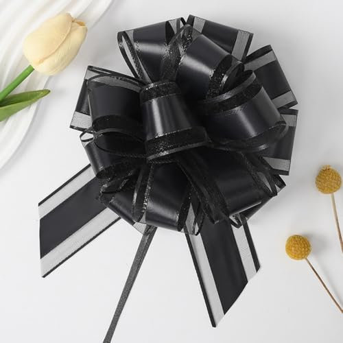 10 Stück schwarze Schleife, Schleifen zum Verpacken von Geschenken oder Blumendekorationen, Weihnachten, verschiedene Party-Geschenkdekorationen
