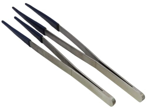 Juego de 2 pinzas con puntas de PVC – Uso para limpieza ultrasónica en relojería y joyería. Longitud de 205 mm y 250 mm