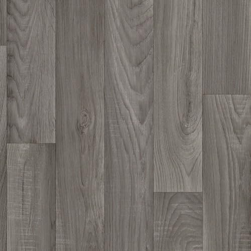 Wood Effect Grey Anti-Slip Vinyl Flooring For LivingRoom, Hallways, Kitchen, 3.8mm Vinyl Sheet-1m(3'3) X 2m(6'6)-2m²