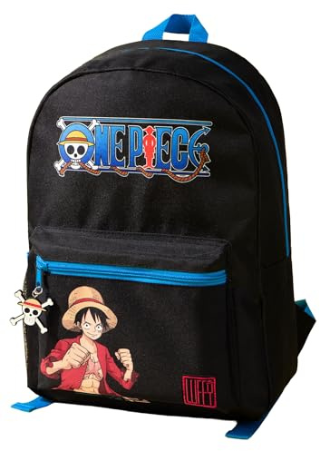 One Piece Luffy Boys Backpack | Black Rucksack with Adjustable Straps | Practical & Organised Luggage Sports School Bag | Anime Game Series Movie Merchandise Gifts for Kids & Teens