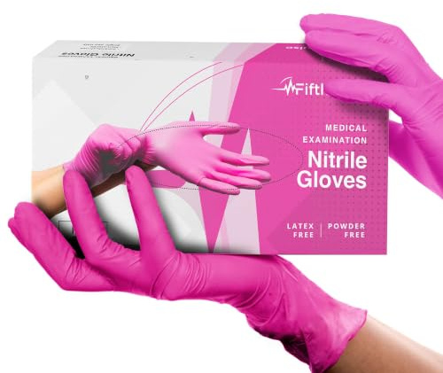 Gants jetables en nitrile rose fuchsia – 50 Pièces – 3 mil – Taille XS – Sans poudre & sans latex – Qualité alimentaire – Gants résistants pour nettoyage, cuisine, beauté & usage professionnel