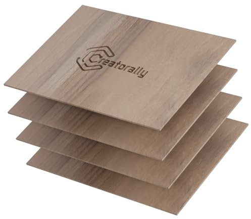 Creatorally 3mm Compensato, 4 Pezzi A4 Piatto Di Legno Grezzo, Tavole di non Lavorate per Incisione Laser, Taglio, Artigianato Fai da Te, Modellazione Pirografia (Noce Nera)
