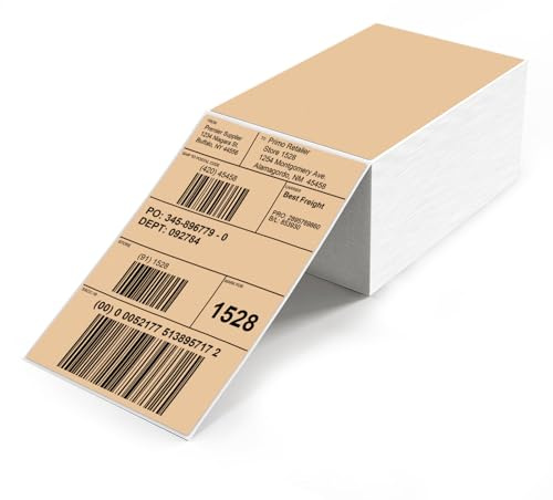 YIKIADA Kaki Lot de 500 étiquettes d'expédition en vinyle autocollantes thermiques imperméables perforées pour DHL UPS Amazon