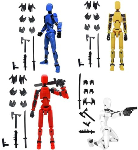 Harxin Robot De Actividad De Cuerpo Completo,Figura de Acción Robot,con 4 Waffen y 3 Handtypen, Adornos De Escritorio,Gifts for Game Lovers (4pc)