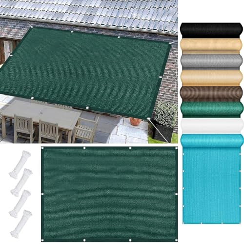 Sonnensegel Rechteckig 3.5 x 8 m Rechteckig Sichtschutz Zaun Wasser Luftdurchlässig mit Ösen Befestigungs Kit für Garten Balkon Terrasse Patio, Dunkelgrün