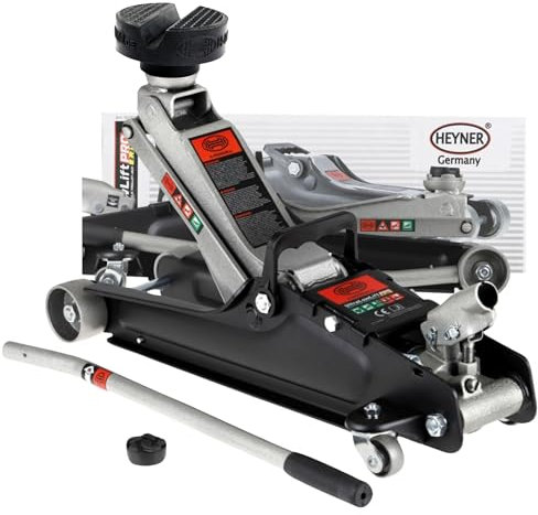 HEYNER Cric idraulico a carrello per auto, basso profilo piatto, 2,25 tonnellate, attrezzo di sollevamento con cuscinetto protettivo extra H347020/650