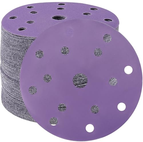 STEBRUAM 50pcs 150mm Sanding Discs 600 Grit Sand Paper for Orbital Sander | 6 Inch 15 Holes Hook and Loop Sandpaper,Orbital Sander Pads,Premium Ceramic Abrasives,for Car Paint