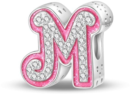 LNQOBU A-Z Rosa Buchstabe Charms 925 Sterling Silber Alphabet Charms Anhänger für Europäische Armband Halskette