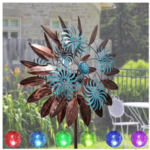 Solar WindmüHle Garten XXL 213 cm, Windrad Edelstahl XXL, Metall WindmüHle FüR Den AußEnbereich,Terrasse