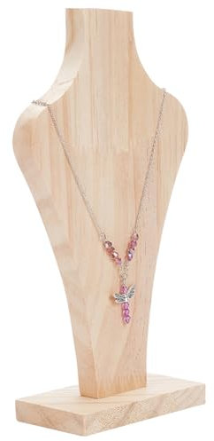 DELORIGIN Busto in legno collana Espositore in legno naturale Supporto per catena gioielli Espositore Manichino per le donne Pendenti Catena Gioielli Boutique Esposizione