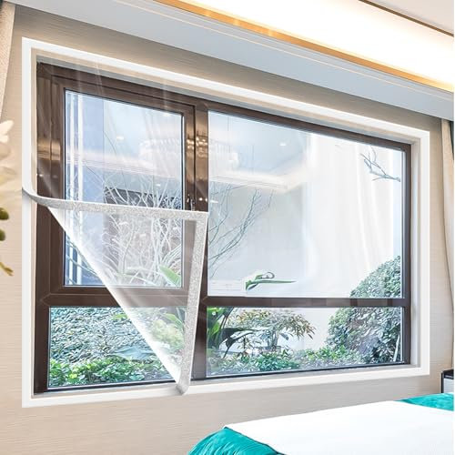 X1NGFU Winter Kälteschutz Isolier-Schutz-Vorhang,Winddicht Fenster-Isolierfolie,Selbstklebende Isolier-Schutz-Vorhang,Transparent Winddicht Thermovorhang,Anpassbare Größe (220cm x 240cm)