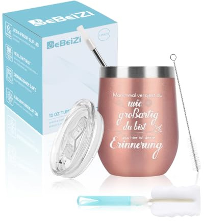 Beste Freundin Geschenke für Edelstahl Weinglas mit „wie großartig du bist“. Vakuumisoliert Thermobecher to go mit Deckel und Strohhalm, Geburtstagsgeschenk für Frauen, Weihnachtsgeschenke, 350ml