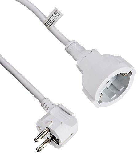 Cable alargador 3G, 1,0 ㎟, 2 m, Blanco para Ampliar el Alcance de Dispositivos eléctricos y Mejorar la conexión.