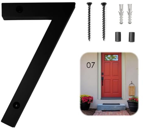 JAONLD Numero Civico Esterno Moderno 3D Esterno Personalizzato Numero Casa Grande,Look Moderno e Galleggiante Resistente alle Intemperie,Vite Fissa Porta Numero per Porte Ufficio,Caselle Postali(7)