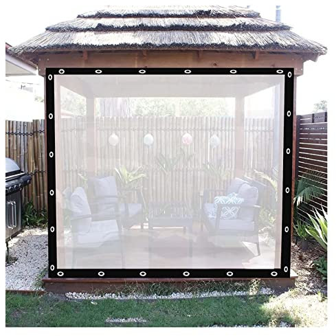 Clear Tarps with Grommets, Plastic Cover for Pergola for Wooden Pergola, Carports, Boats, Pavilions, Garage Door Curtains (Color : Clear, Size : 14' x 25')
