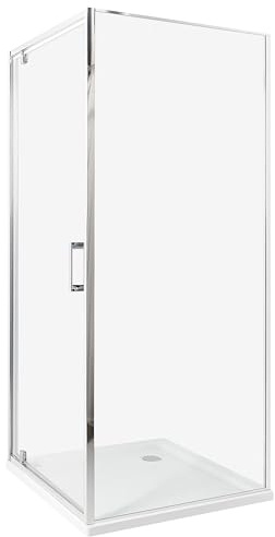 Cabina de ducha cuadrada de vidrio templado una puerta plateado 80 x 80 x 185 cm Darli