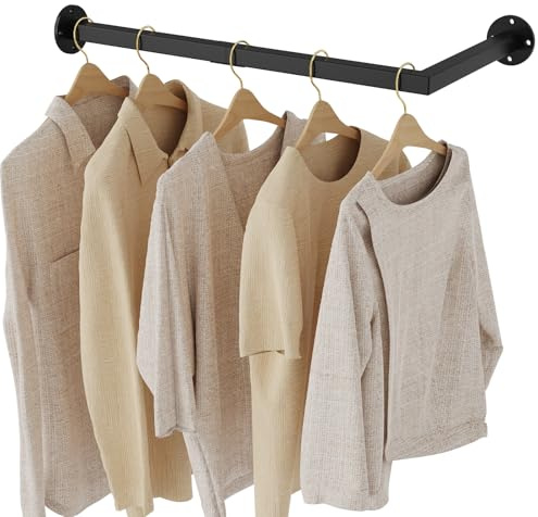 Yawinhe Kleiderstangen für die Wand,1Pack Garderobenstange L-Form,Schwarz