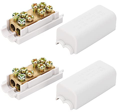 Haosie 2Pcs Blocs de Jonction, 1000 V 80 A T Type Connecteur, Connecteur de Fil Conducteur en Laiton, Bloc de Jonction de Câblage 1 Entrée 2 Sorties，pour Fil de 2.5 à 10mm²
