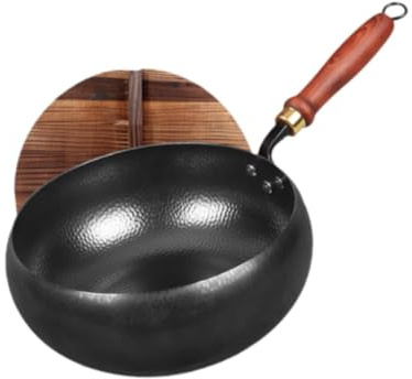 KESOTO Wokpfanne mit Deckel 24 cm, induktionsgeeignete Antihaft-Wokpfanne aus Gusseisen, für Induktion, Elektro- und Gasherd, ideal für die Küche zu Hause