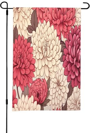 Rote und weiße Blumen 12 x 18 Zoll dekorative doppelseitige Flagge - Gartenfahnen für den Außenbereich, perfekt für Terrasse, Schlafzimmer und Garten