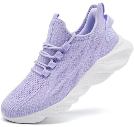 GLYGML Women Walking Shoes Running Sneakers Tennis Slip on Work Non Slip Workout Gym Sports Athletic Lightweight Breathable Casual Fashion Light_Purple Size US 7.5