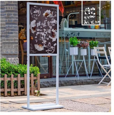 Bodenstehender Plakatständer, Werbeplakatständer mit Sockel, austauschbarer Schichbarer Schilderhalter aus Metall für Geschäftsmessen, Büros, Supermärkte (Farbe: Schwarz, Größe: 50 x 140 cm)