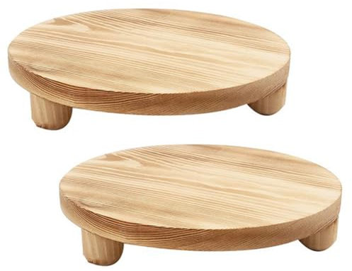 Sirxlevcy Tablero Elevador de Pedestal Redondo Tablero de ExhibicióN de Madera Tablero de Pedestal Maceta Soporte Elevador de Pedestal de Flores para ExhibicióN Interior y Exterior