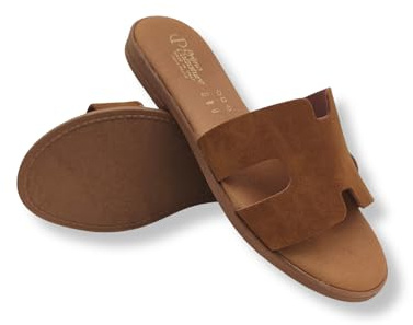 Primo Calzature Chaussons élégants pour femme d'été, sandales basses en cuir, pantoufle en cuir d'été, véritable fabriqué en Italie