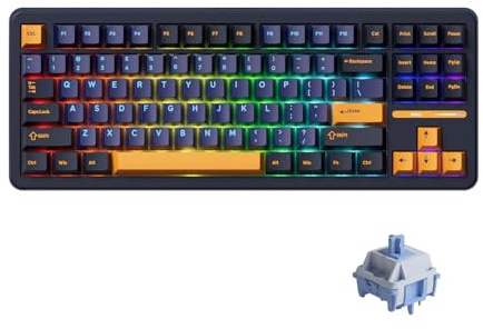 Akko TAC87 Tastiera meccanica cablata, 88 tasti, layout 80% TKL USA, tastiera meccanica da gioco Horizon hot-swap, con tappi per tasti PBT nel profilo Cherry (interruttore mirror)