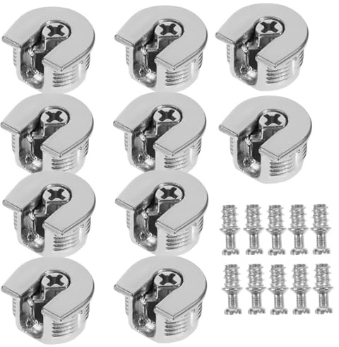 SOPOTUTU 10piezas Conector Para Muebles Cam Lock De Zinc Tornillos Soporte De Estante Reforzado Para Armarios y Cocinas Fittings Duraderos Para Balda y Gabinete