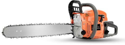 1 Ensemble de Tronçonneuse Thermique à Essence de 58cc 20 Pouces Multifonctionnelle, Tronçonneuse Thermique, à Haute Puissance, Coupe Rapide à Main Économisant le Travail (Orange)