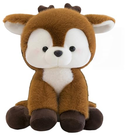 Xiyocadt Hirsch Kuscheltier, Sitzender REH Kuscheltier, Plüschtier Rentier, Rentier Deko, Cute Plushie für Kinder Mädchen Jungen (20CM,Braun)