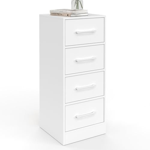 IDMarket UPPAH - Mueble auxiliar con 4 cajones, madera, color blanco | Longitud 30 x ancho 30 x altura 80 cm, trapeador para entrada de baño
