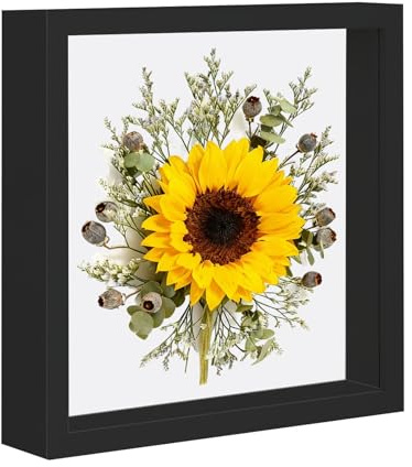 Yudobliss Cornice portafoto 3D, Cornice Profonda da Riempire 25 x 25 cm, Cornice Portafoto 3D da Riempire, Cornice per Oggetti 3D Più Profonda di 3 cm, per Fiore, Regali, Decorazione Murale, Nero