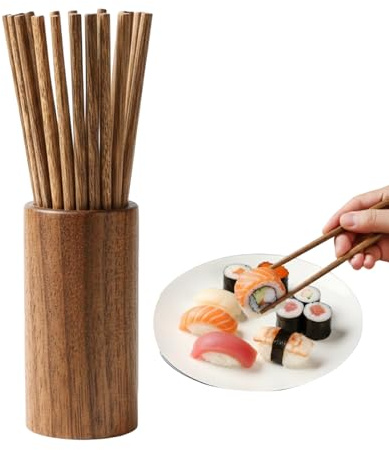 10 Pairs Chopsticks Sticks Wooden Resusable Chopsticks Dishwasher for Sushi Rice Noodles Asian Dishes Brownish Yellow Beginners