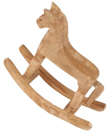 NUOBESTY 2pièces Lot de Figurines de Chevaux à Bascule Bois Sculptures Animaux du Zodiaque Chinois Ornements Décoratifs pour Bureau et Maison