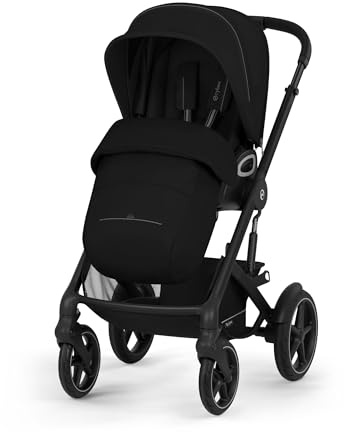 CYBEX Gold TALOS S LUX Kinderwagen, Moon Black | Ab Geburt bis 22 kg, mit Offroad-Federung, ergonomische Liegeposition, verstärkte Sitzeinheit, Einhand-Gurtsystem