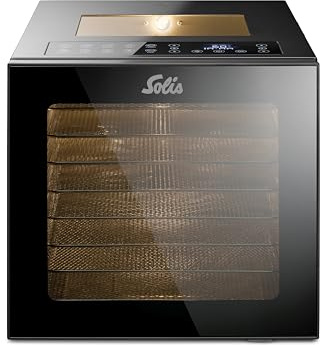 Solis VitaDrey Dörrautomat 850 W | 8 Edelstahl-Dörrgitter, Touchdisplay, 35–75 °C, 48 h Timer, Innenbeleuchtung