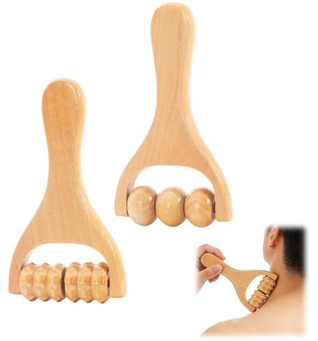 Massageroller Holz Faszienrolle Klein Narbenroller Massage Roller Massagegeräte Gesichtsroller für Beine Hände und Gesicht Geschenke für Männer Frauen