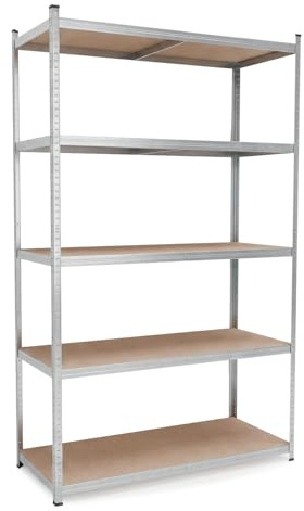 BELKO® Schwerlastregal C225 Verzinkt, 200x120x50 cm, Breitspannregal, XXL Lagerregal & Kellerregal, Metallregal mit 5 Böden, Steckregal bis 900kg belastbar (180kg pro Ebene)