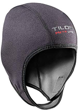 Tilos 1mm Metal-Light Coated Neoprene Adjustable Beanie for Surf Surfing Kayak Rafting Canoe Snorkel Swimming Cap Hat (Black, X-Large)