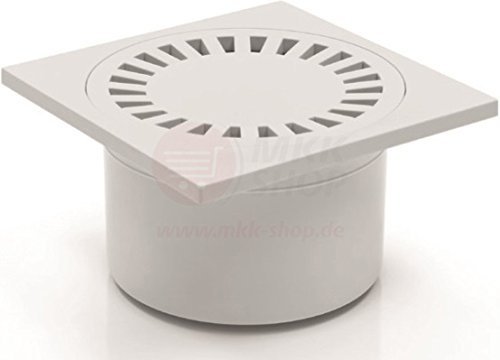 Senkrechter Bodenablauf weiß Dusche Duschablauf 150 x 150 mm DN 50/84 mm Einbautiefe Ablaufgarnitur 321P Geruchsverschluß Siphon Flach Badablauf Duschrinne 15 x 15 cm