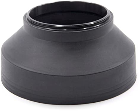 vhbw Lens Hood compatible with Olympus 75-300 mm 4.8-6.7 ED II (EZ-M7530-II) 58mm Lens Black, Rubber, Round, 9.3 cm