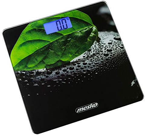 Mesko MS8149 Báscula de Baño Digital Alta Precisión, Cristal Diseño Exclusivo, Pantalla LCD, hasta 150Kg, Plataforma de Vidrio Templado Decorativo, Apagado Automático