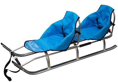 2-i-1 barn, duo aluminiumpulka med ryggstöd, LED, silver/blå