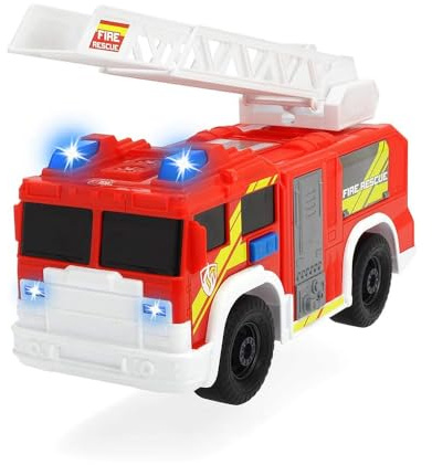 Dickie Toys Camión de Bomberos con Luz y Sonido, Escalera Móvil y Extensible, Pilas Incluidas, Apto para Niños y Niñas de 3 a 6 Años de Edad, 30 cm