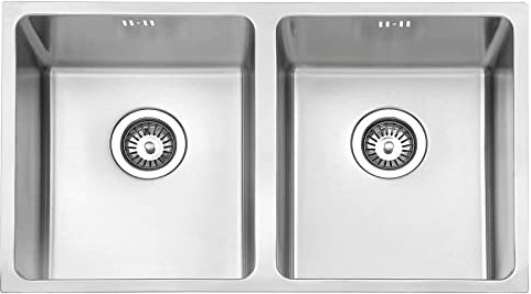 JASSFERRY Lavello da cucina 2 Vasca doppia in Acciaio Inox Spazzolato, Sottomontante Lavandino, con set di rifiuti